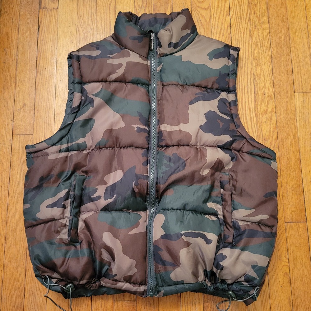 Regal Wear Camo Puffer‎ Vest Woodland Camouflage Zip Up 3XL Gorpcore Layering